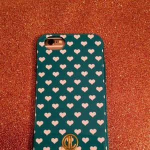 Dabney Lee  iPhone 6/6S CaseTurquoise with white hearts  EUC